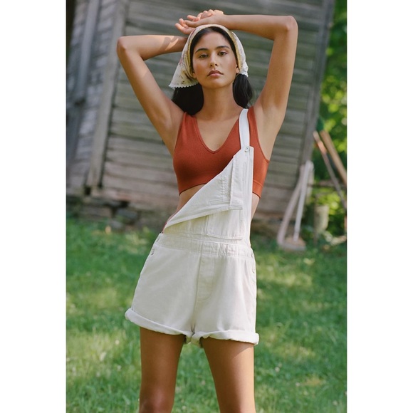 Anthropologie Pilcro Relaxed Short Overalls Ivory NWT Size 16W - Picture 5 of 16